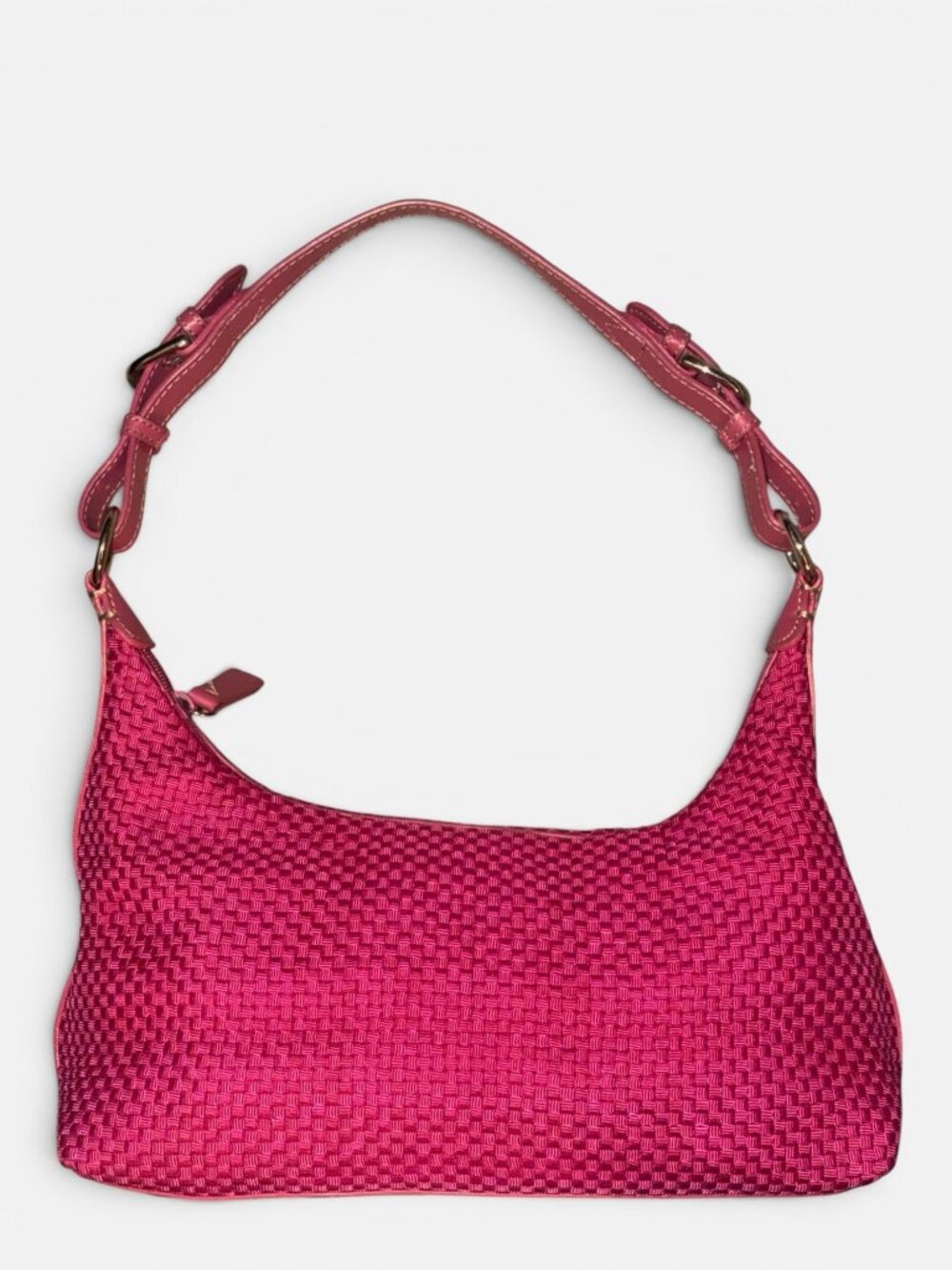 VTG The Sak Demi Shoulder Bag Hot Pink Woven Hobo Y2K Baguette Adjustable Strap - Picture 4 of 9